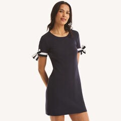 Tie Sleeve Dress,Navy,large