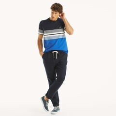 Striped Crewneck T-Shirt,Stellar Blue Heather,large