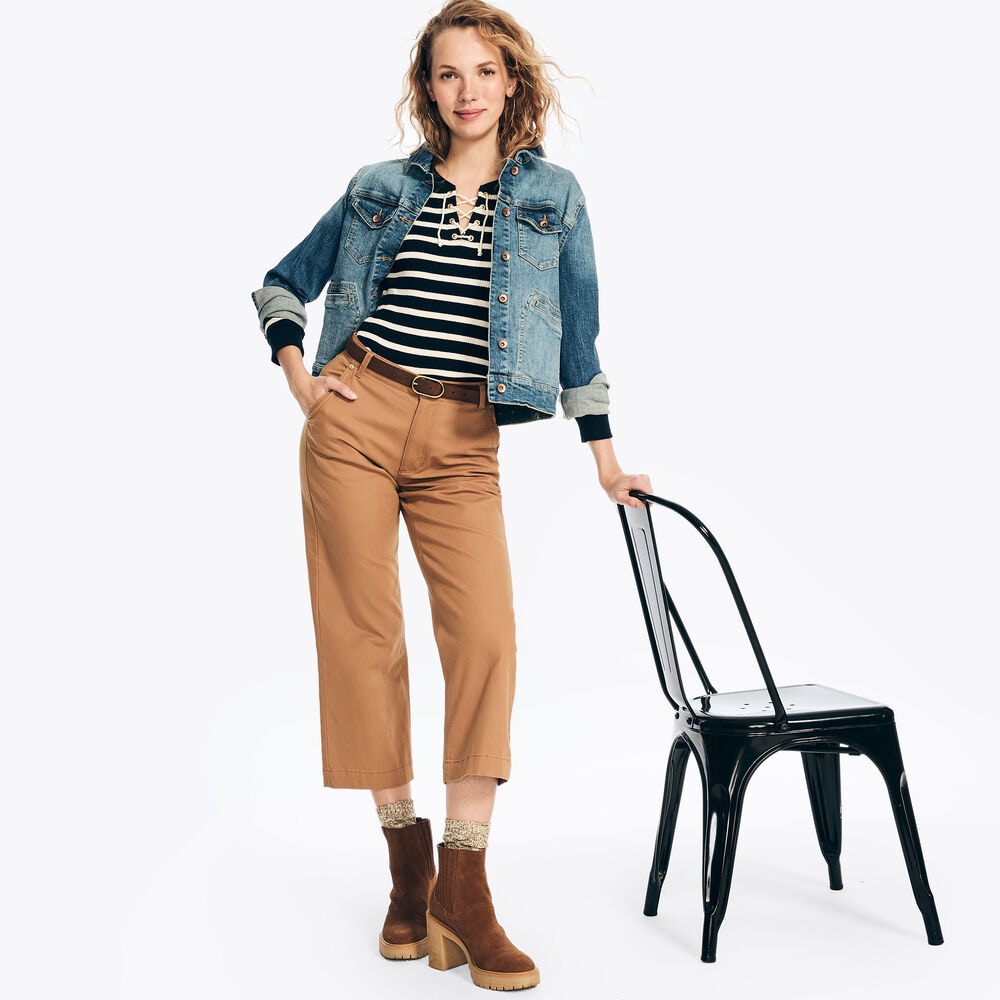 High Rise Wide Leg Cropped Pant,Incense,large