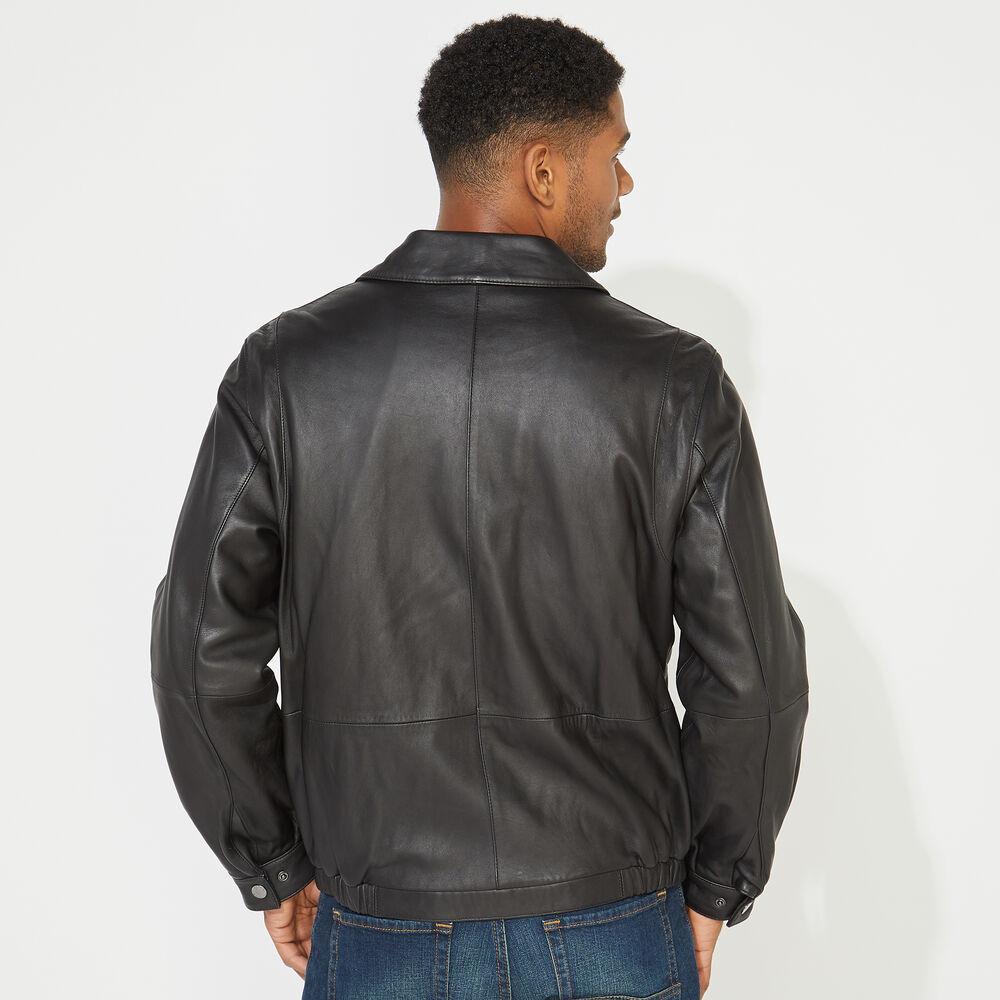 GENUINE LEATHER JACKET,Black,large
