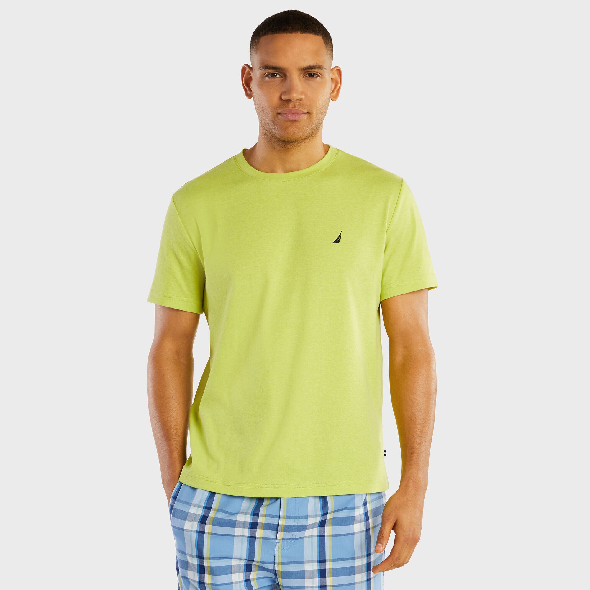 Crewneck Sleep T-Shirt,Tropic Lime,large