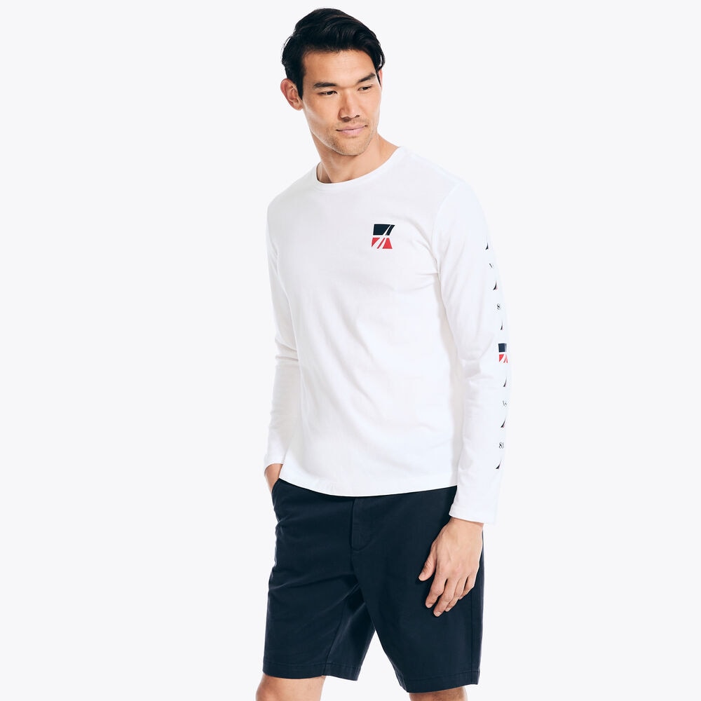 Big & Tall Long-Sleeve Graphic T-Shirt,Bright White,large