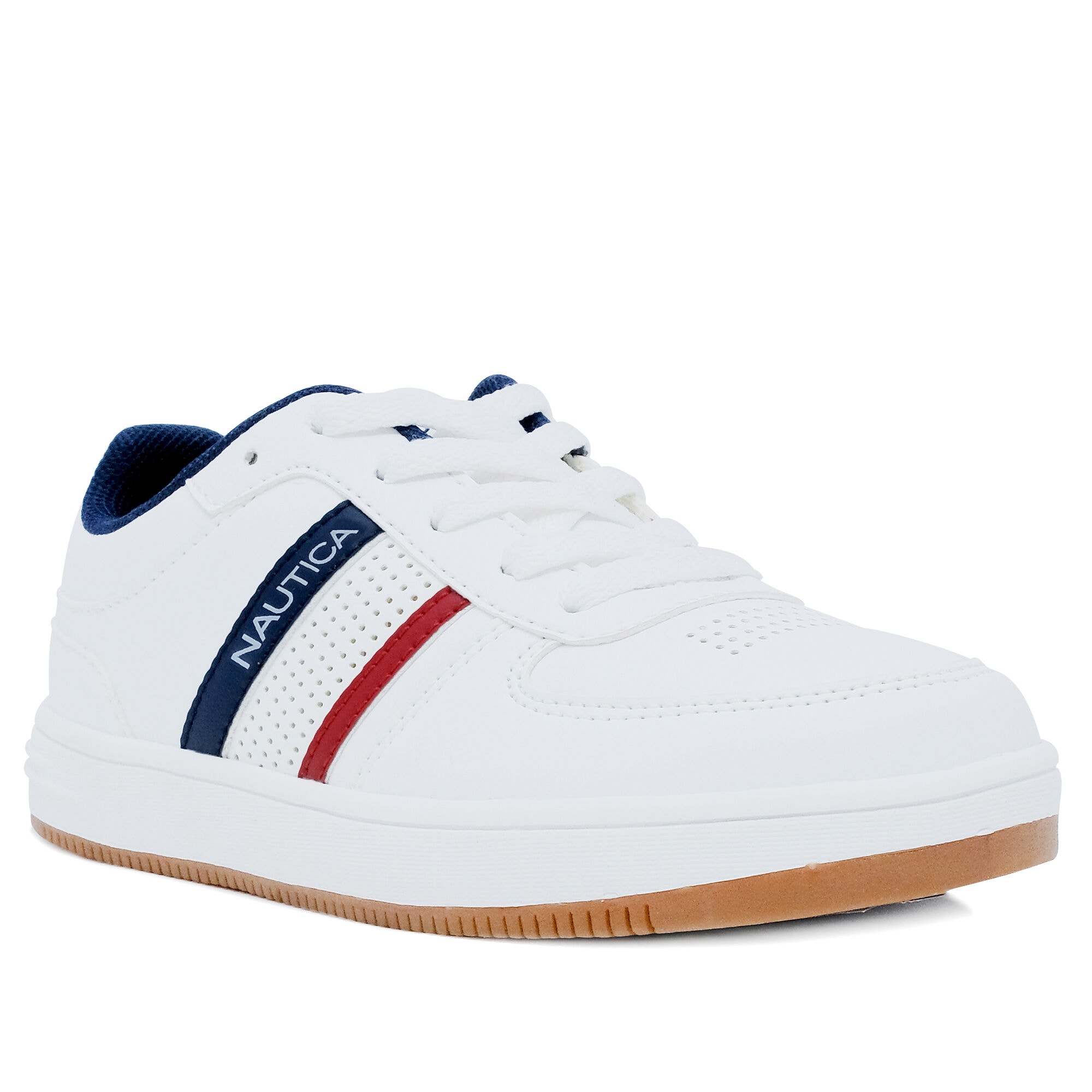 Boys' Side Stripe Lace-Up Sneaker,Bright White,large