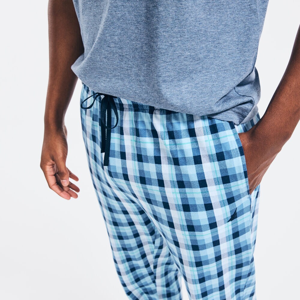 PLAID PAJAMA SET,Anchor Blue Heather,large