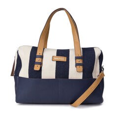 Quayside Satchel - Navy & Natural Stripe,Peacoat,large