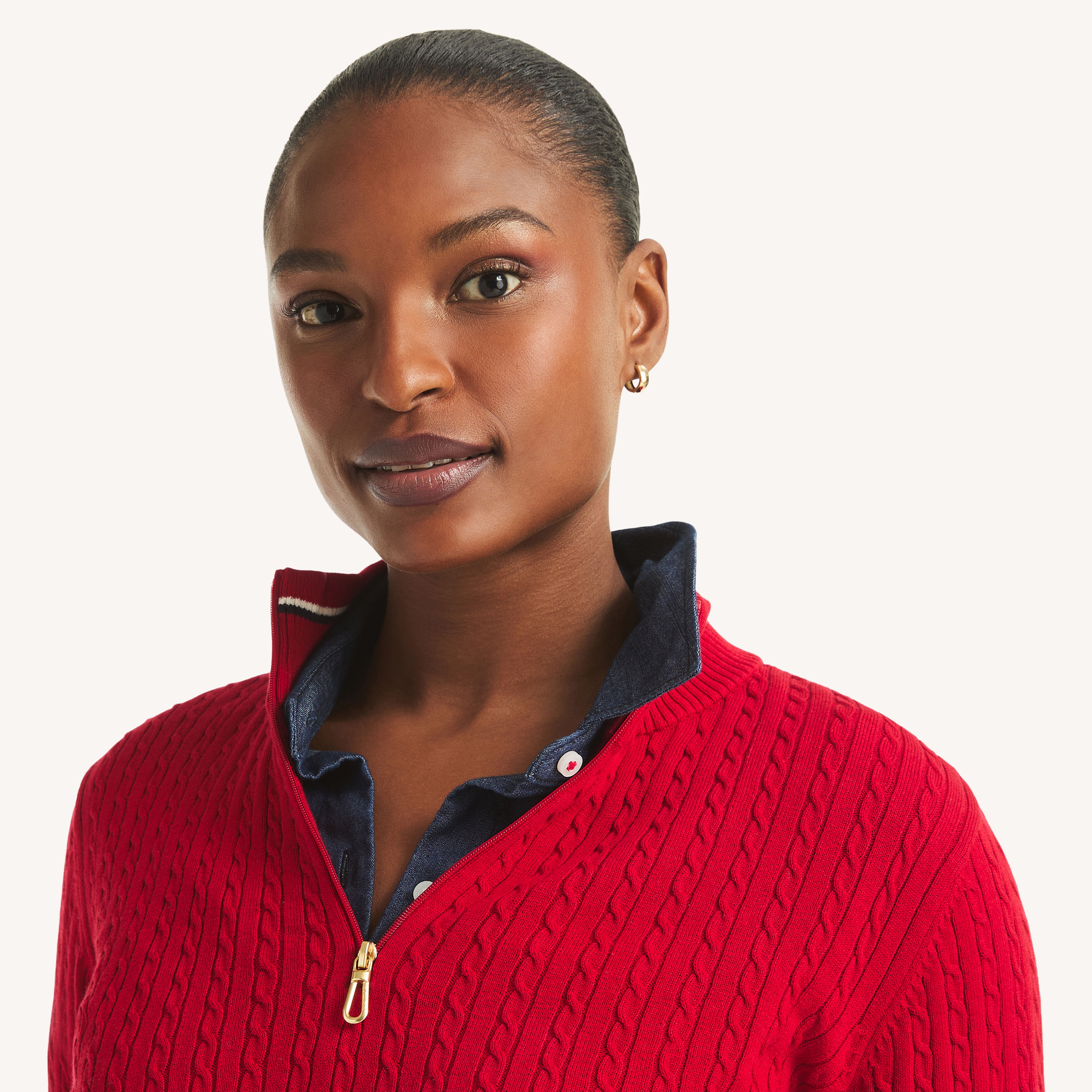 Quarter-Zip Mock-Neck Sweater | Nautica