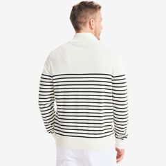 NAVTECH STRIPED QUARTER-ZIP SWEATER,Sail Cream,large