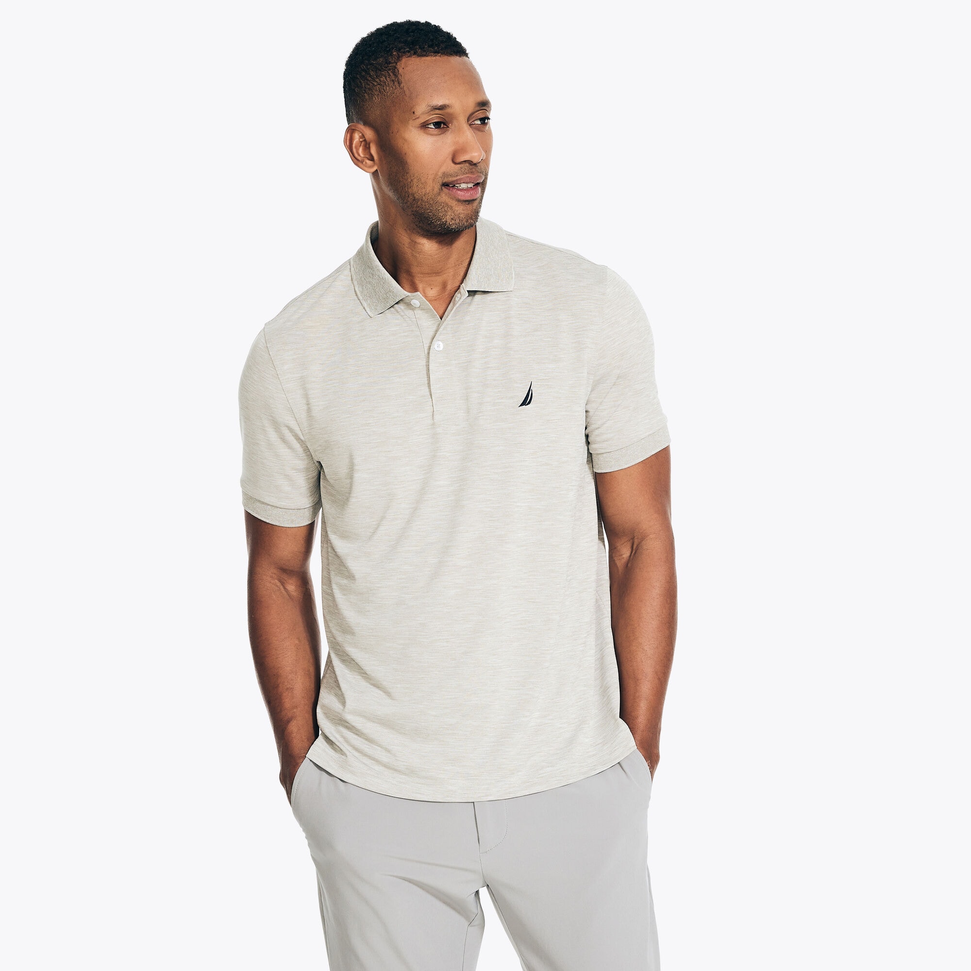 Navtech Classic Fit Performance Polo,Grey Heather,large