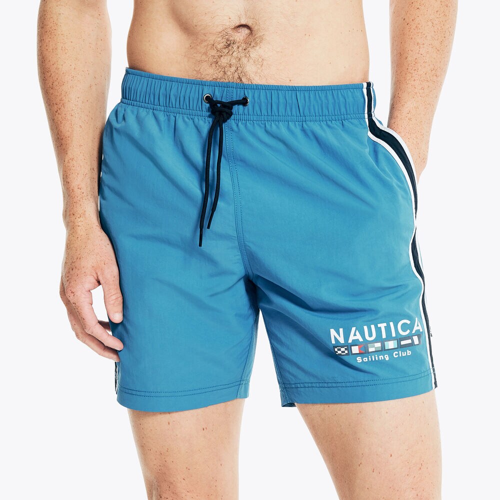 7" LOGO FLAG QUICK-DRY SWIM,True Navy,large