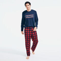 MEN'S PLAID FAMILY PAJAMA SET,Lure Red,large