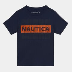 BOYS' LAYERED BOX LOGO GRAPHIC T-SHIRT (8-20),Oyster Bay Blue,large