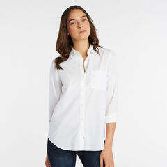 NAUTICA JEANS CO.  EMBROIDERED LOGO BOYFRIEND SHIRT,Bright White,large