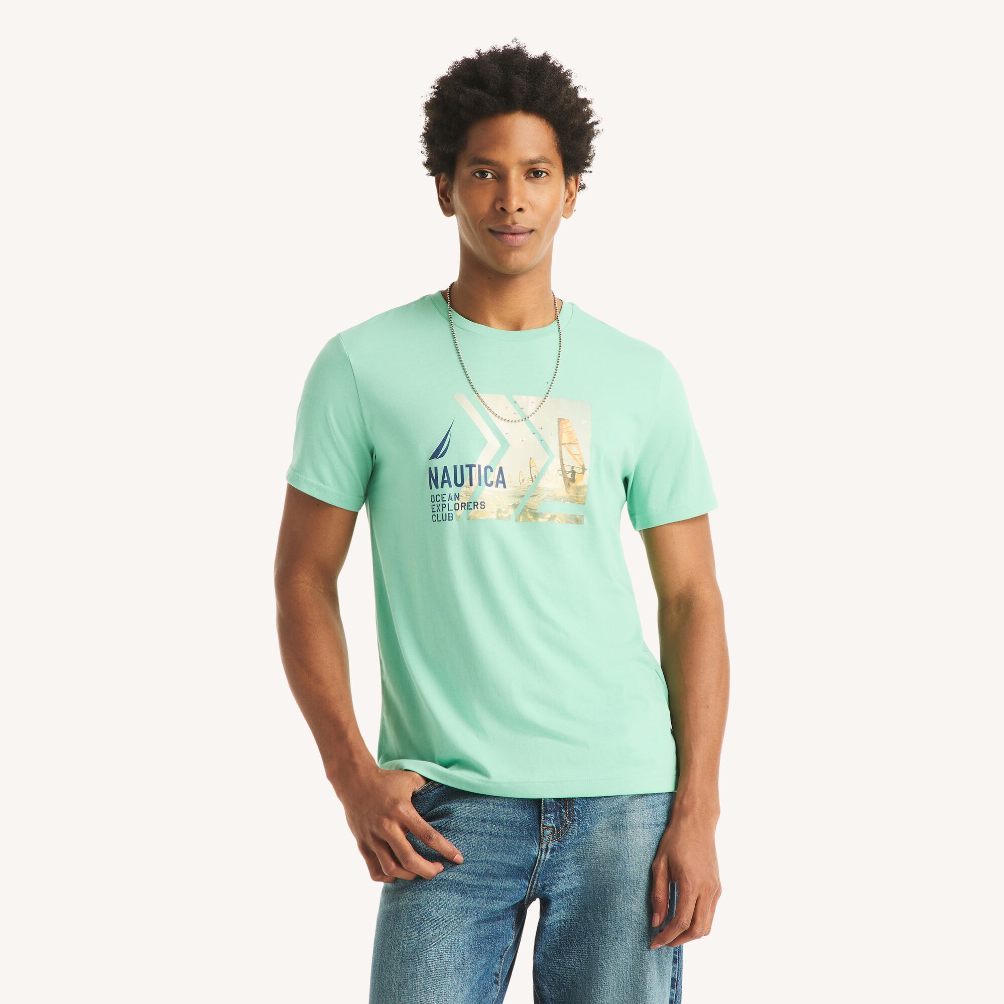 Ocean Explorers Club Graphic T-Shirt,Dusty Neptune,large