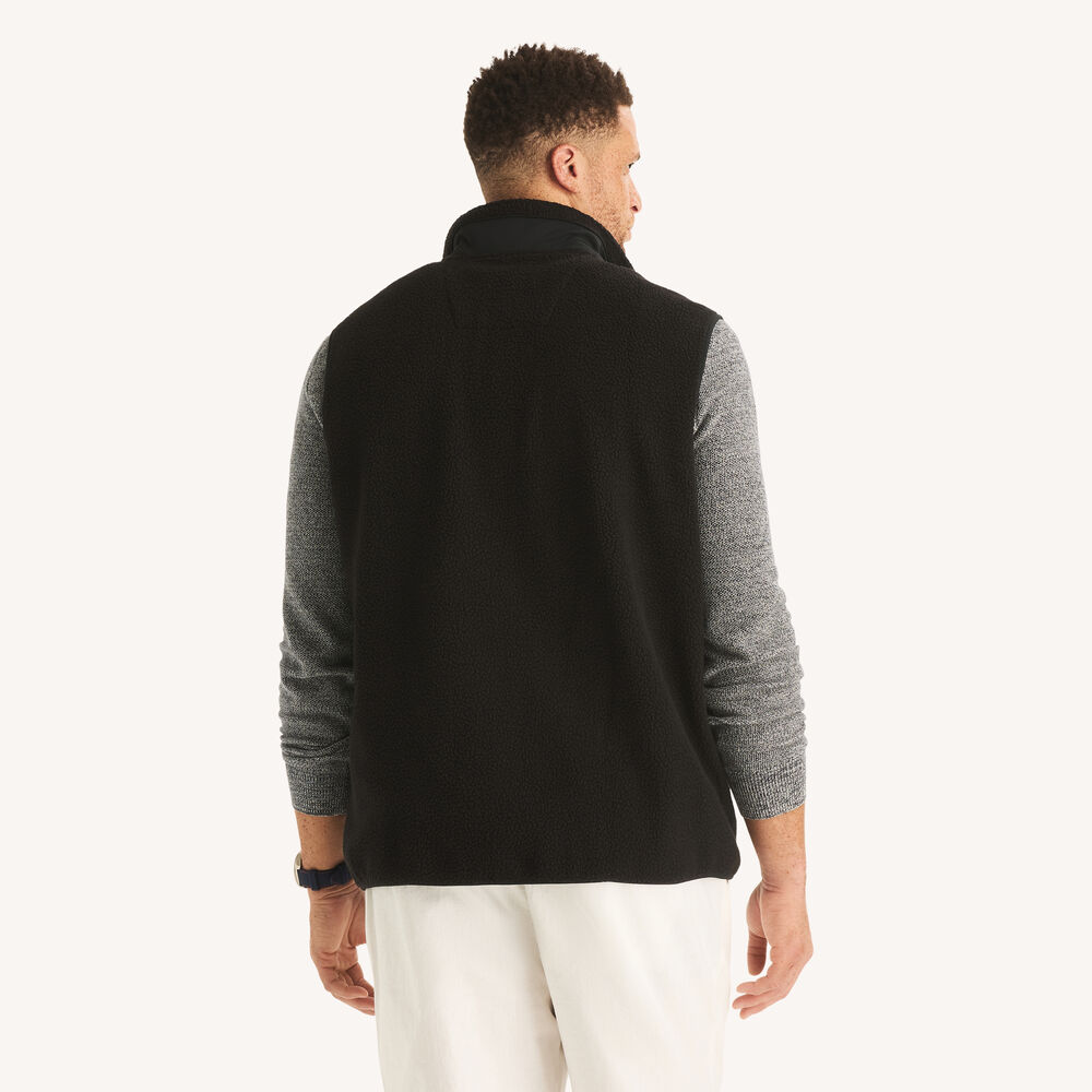 Big & Tall Faux Shearling Full-Zip Mixed Media Vest