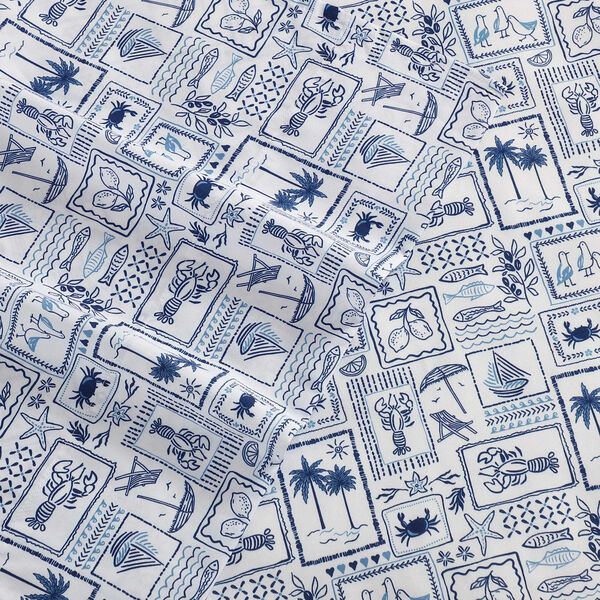 Beach Collage Blue Full Sheet Set