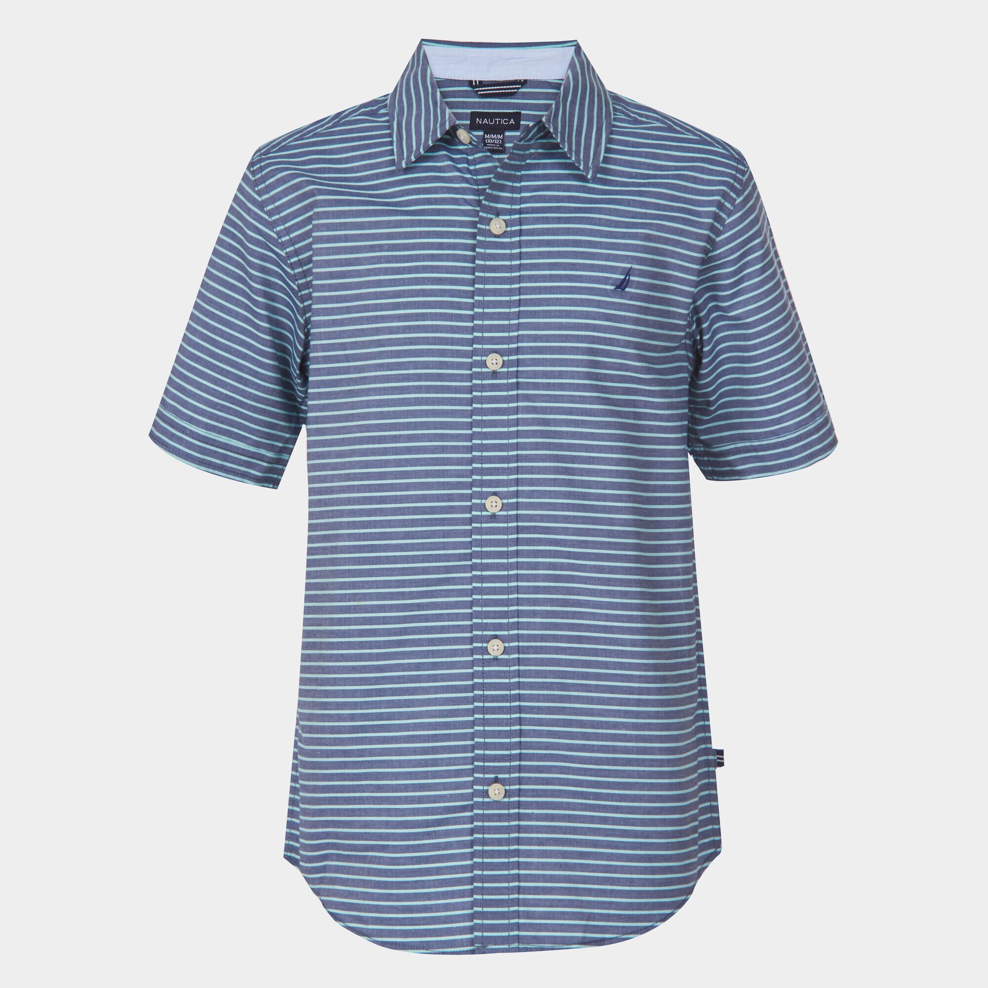 BOYS' BRADFORD STRIPED SHIRT (8-20),Pure Deep Sea Wash,large