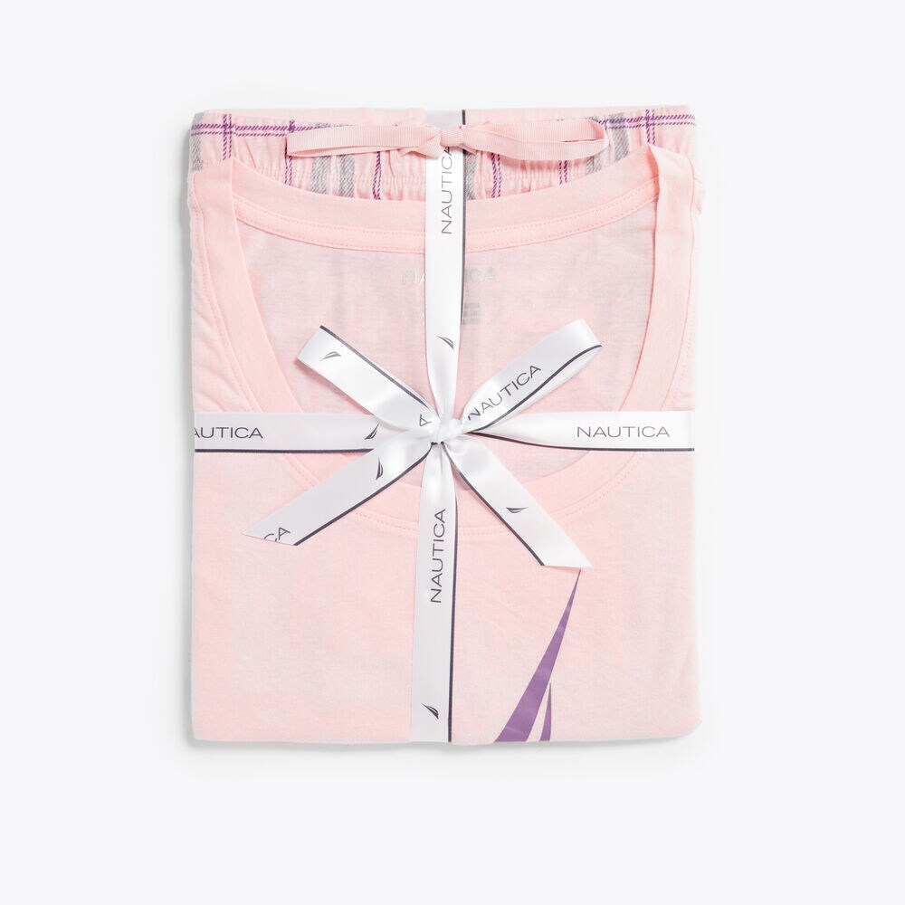 PRINTED PAJAMA PANT SET,Mauve Glow,large