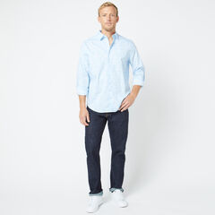 CLASSIC FIT LONG SLEEVE TONAL BOAT PRINT SHIRT,Varsity Blue Wash,large