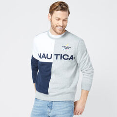 NAUTICA LOGO COLORBLOCK SWEATSHIRT,Grey Heather,large