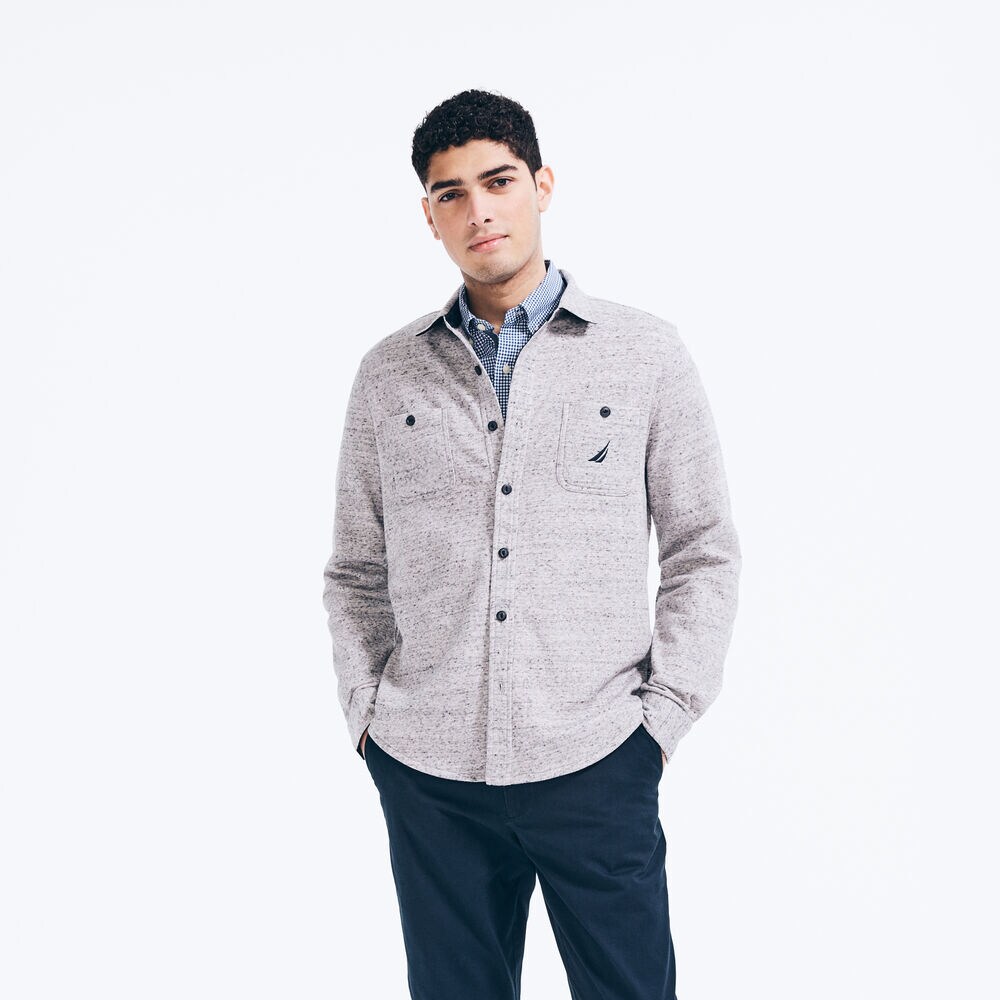 BUTTON-DOWN OVERSHIRT,Grey Heather,large