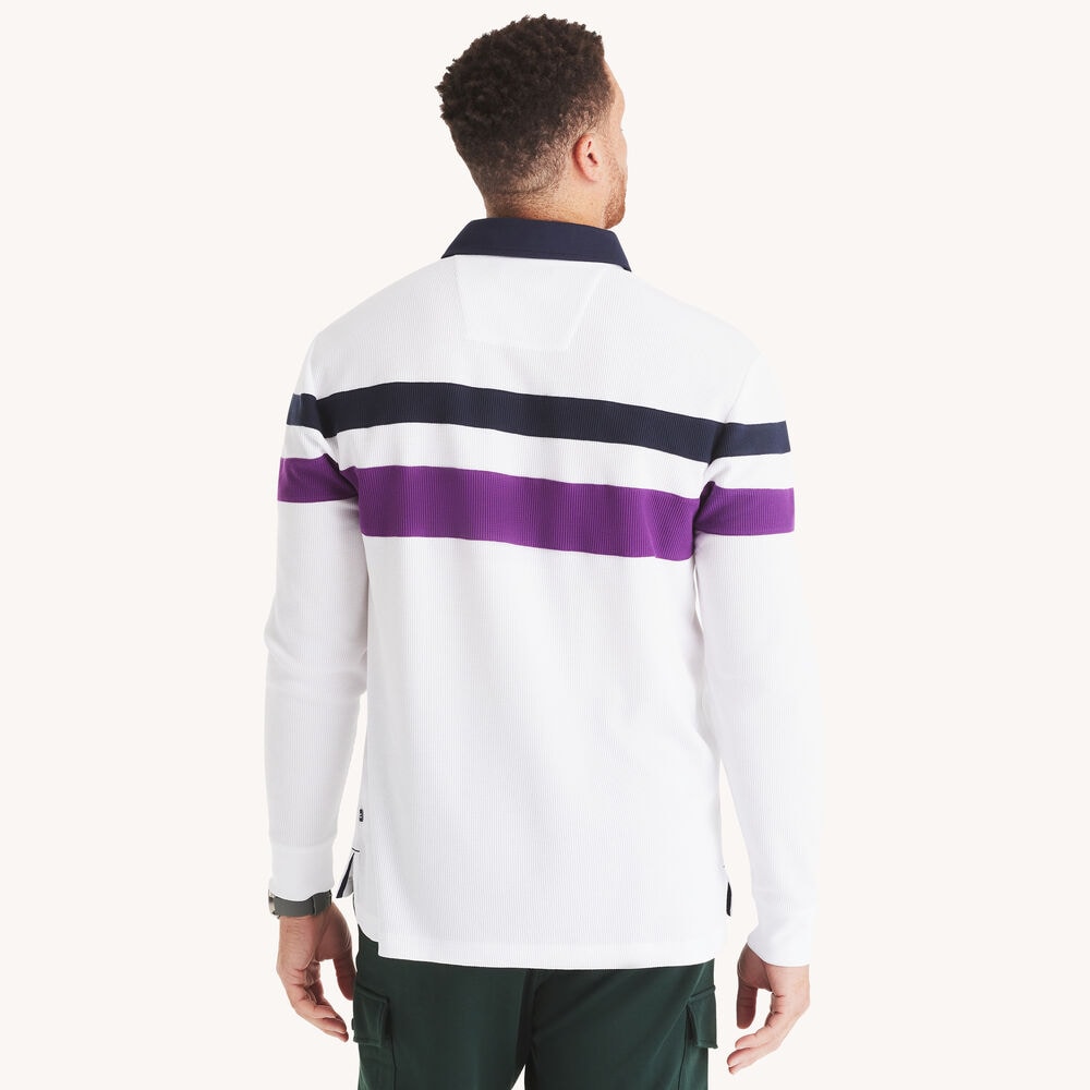 Big & Tall Slim Fit Long-Sleeve Waffle Polo,Bright White,large