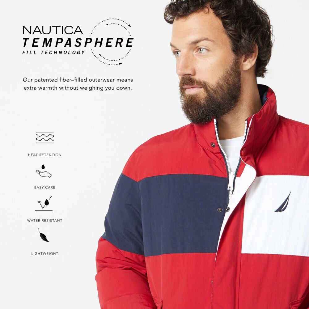 REVERSIBLE TEMPASPHERE COLORBLOCK JACKET,Nautica Red,large