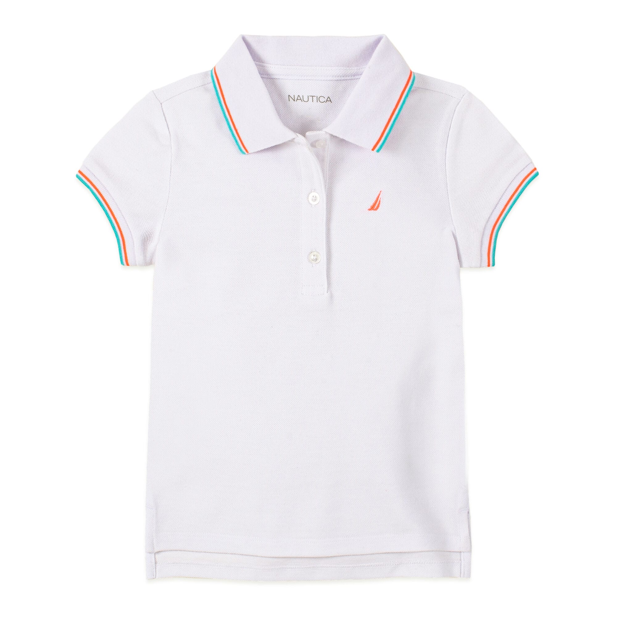 GIRLS' CONTRAST TRIM POLO (8-16),Antique White Wash,large