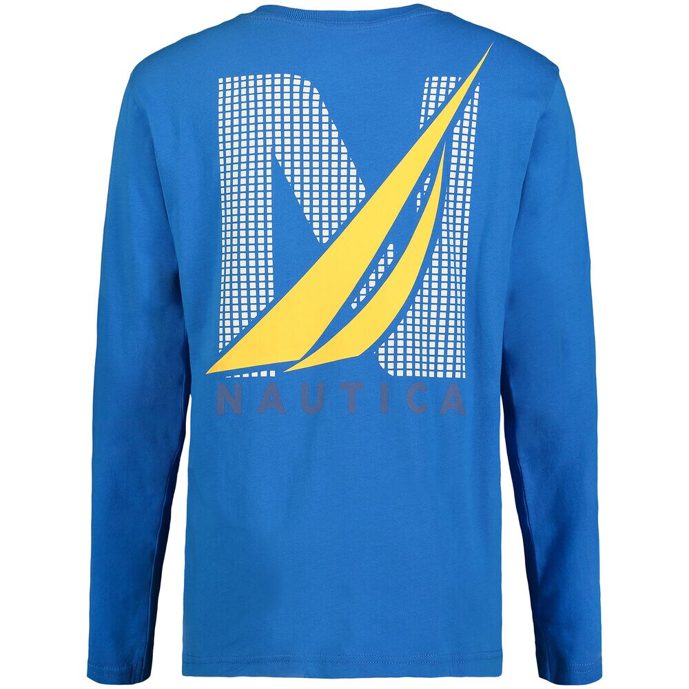 Toddler Boys' Vintage Boat Graphic Long-Sleeve T-Shirt (2T-4T),Chrome Blue,large