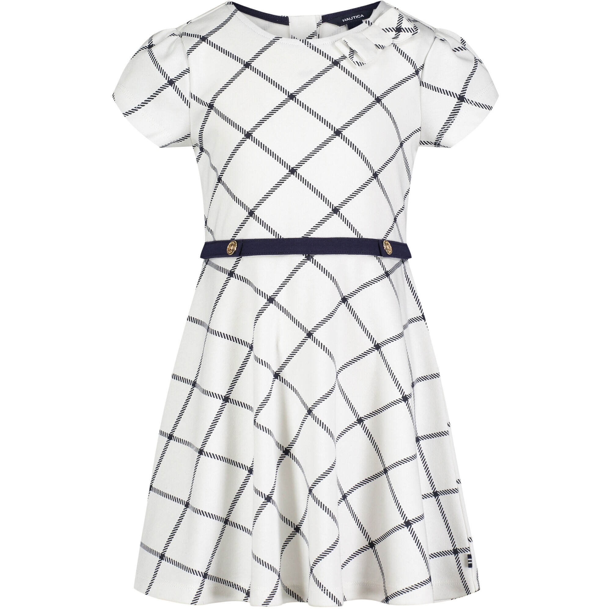 Little Girls' Plaid Fit & Flare Dress (4-6X),Egret,large