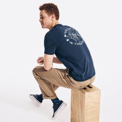 SUSTAINABLY CRAFTED MAP GRAPHIC T-SHIRT,Deep Dive Wash,large