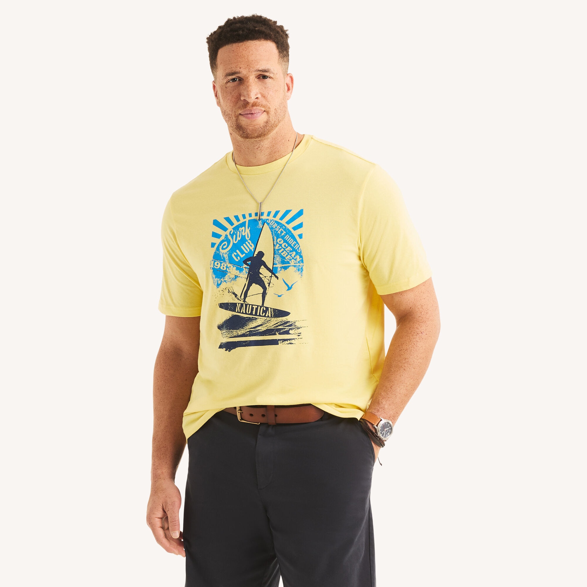 Big & Tall Windsurfers Graphic T-Shirt,Sunshine,large