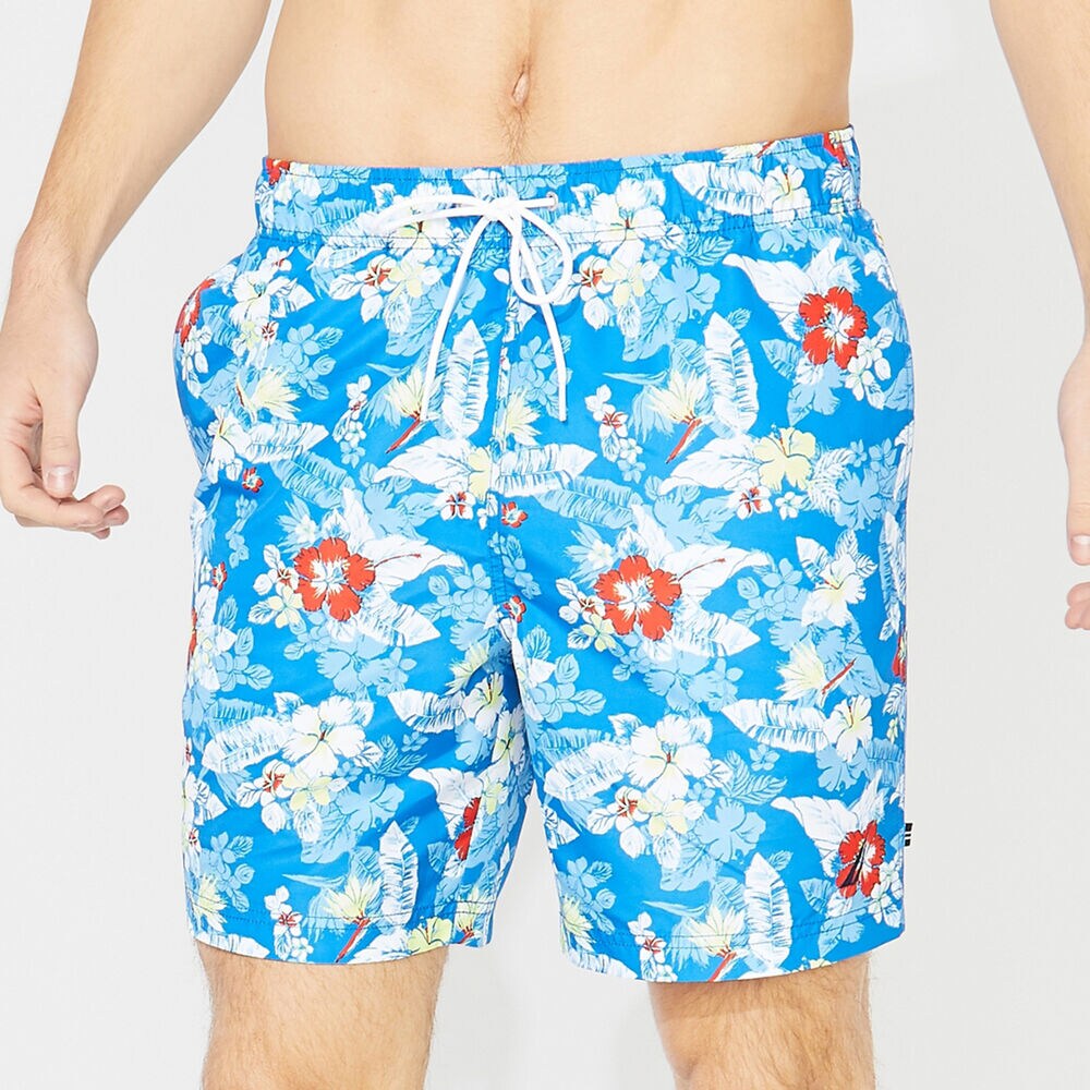 8" FLORAL PRINT QUICK-DRY SWIM,True Navy,large