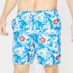 8" FLORAL PRINT QUICK-DRY SWIM,True Navy,large