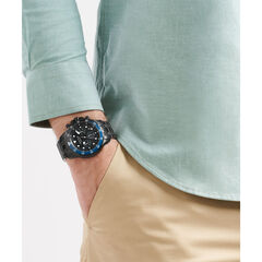 NST Chronograph Stainless Steel Watch,Black,large