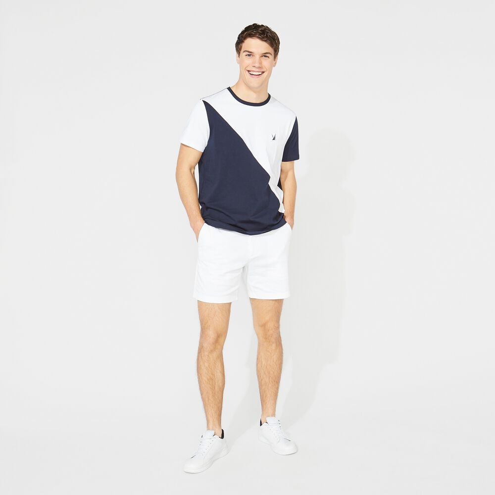 PREMIUM COTTON COLORBLOCK T-SHIRT,Bright White,large