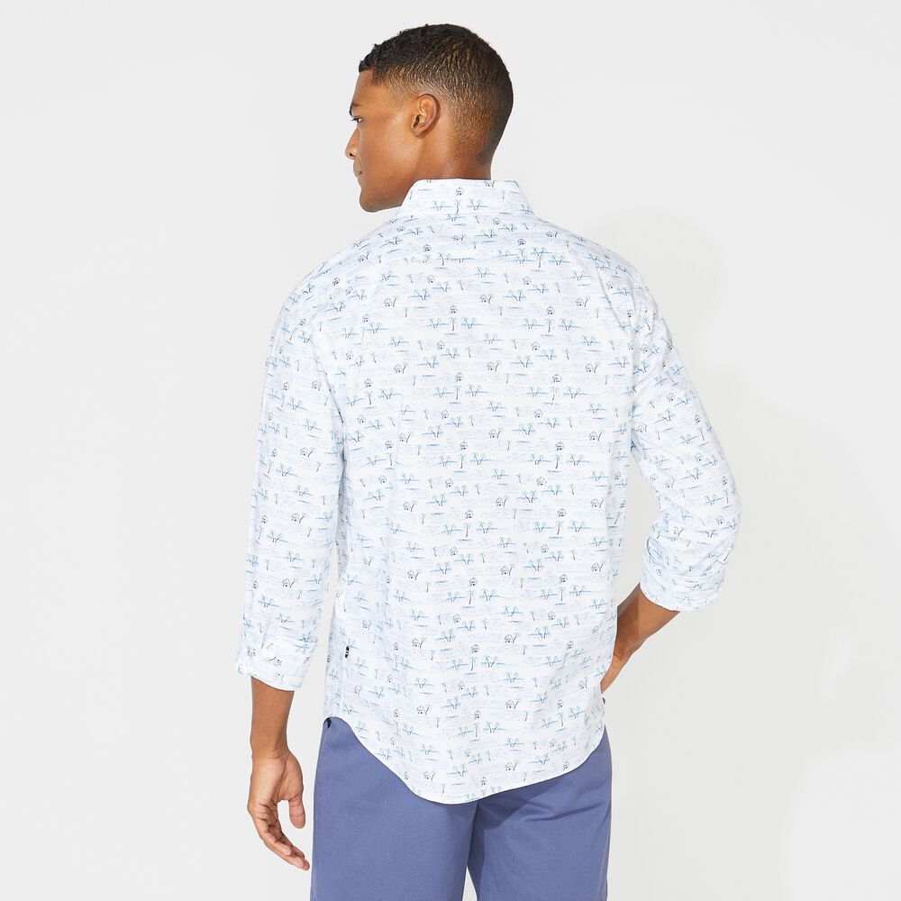 CLASSIC FIT PALM PRINT SHIRT,Bright White,large