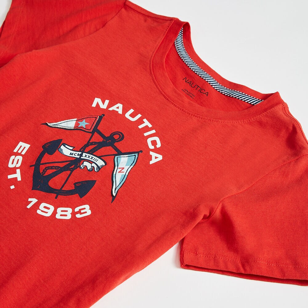 ANCHOR AND FLAG GRAPHIC T-SHIRT,Tomales Red,large