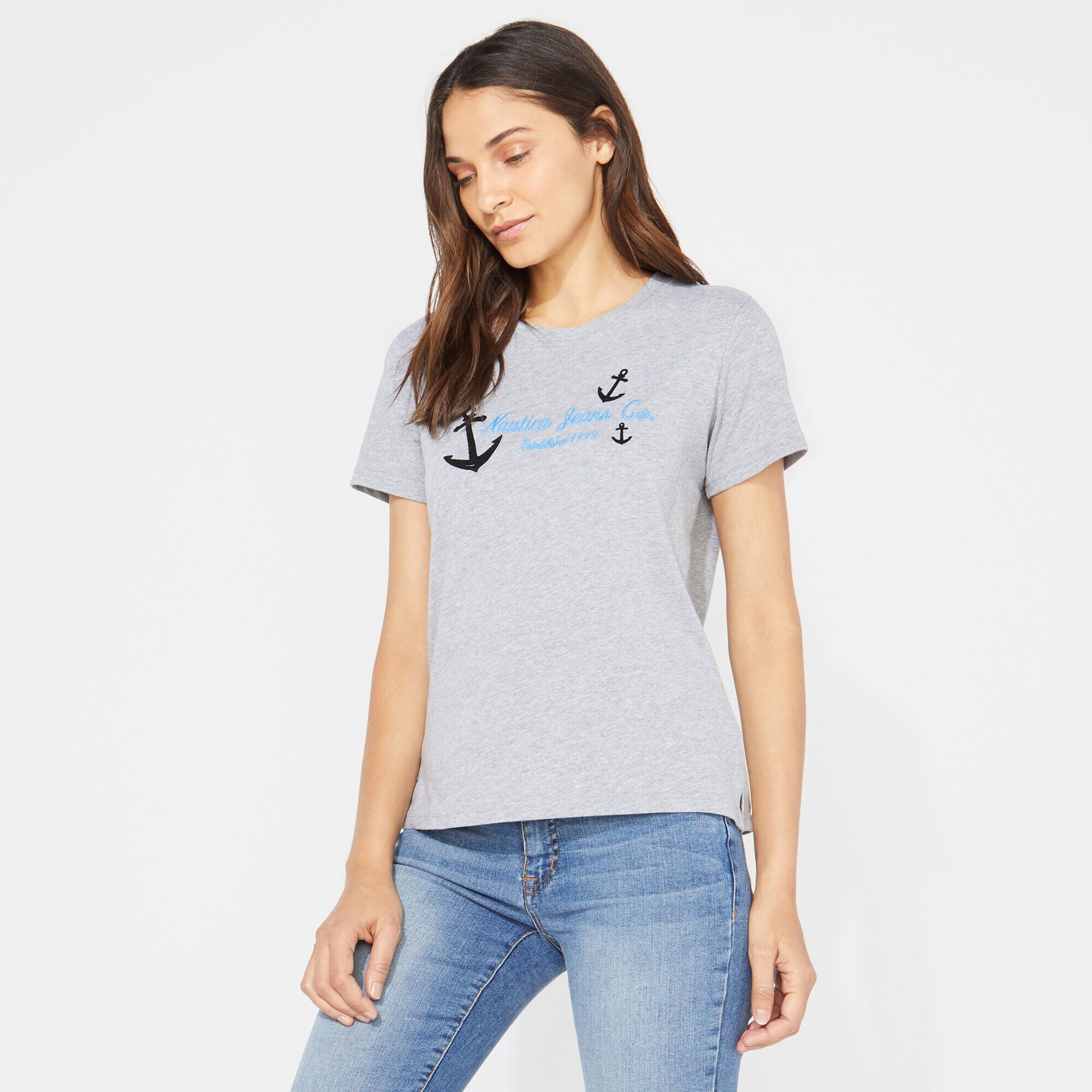 NAUTICA JEANS CO. ANCHOR GRAPHIC TEE,Fog,large
