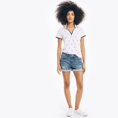 PRINTED SPLIT-NECK POLO,Bright White,large