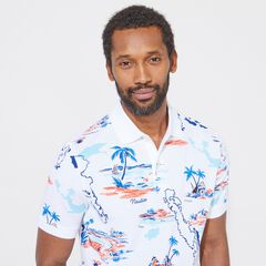 CLASSIC FIT TROPICAL PRINT POLO,Bright White,large