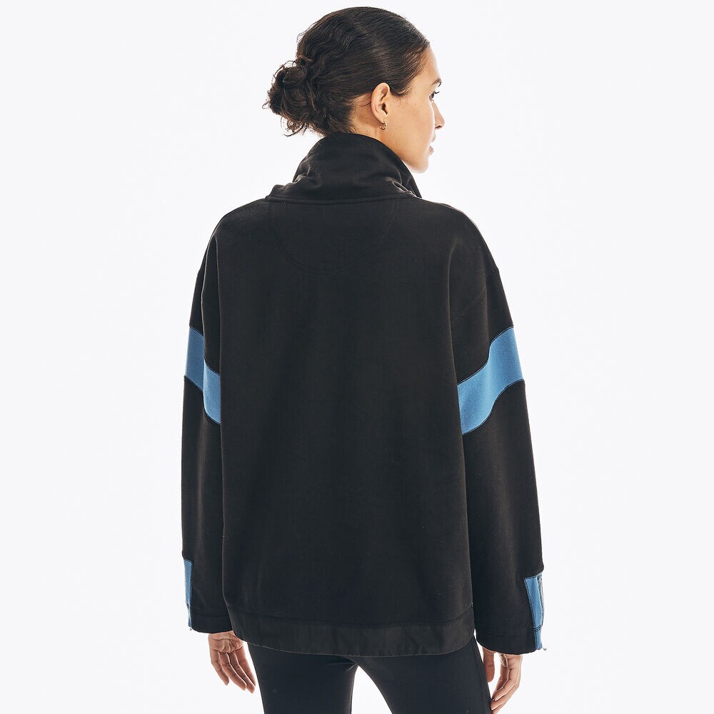 COLORBLOCK QUARTER-ZIP SWEATSHIRT,True Black,large