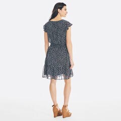 FLORAL PRINT CHIFFON DRESS,Stellar Blue Heather,large