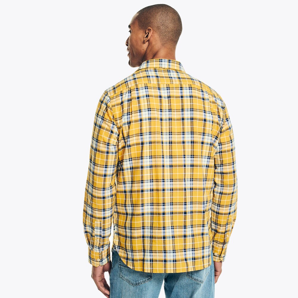 Madras Plaid Shirt,Buoy Yellow,large