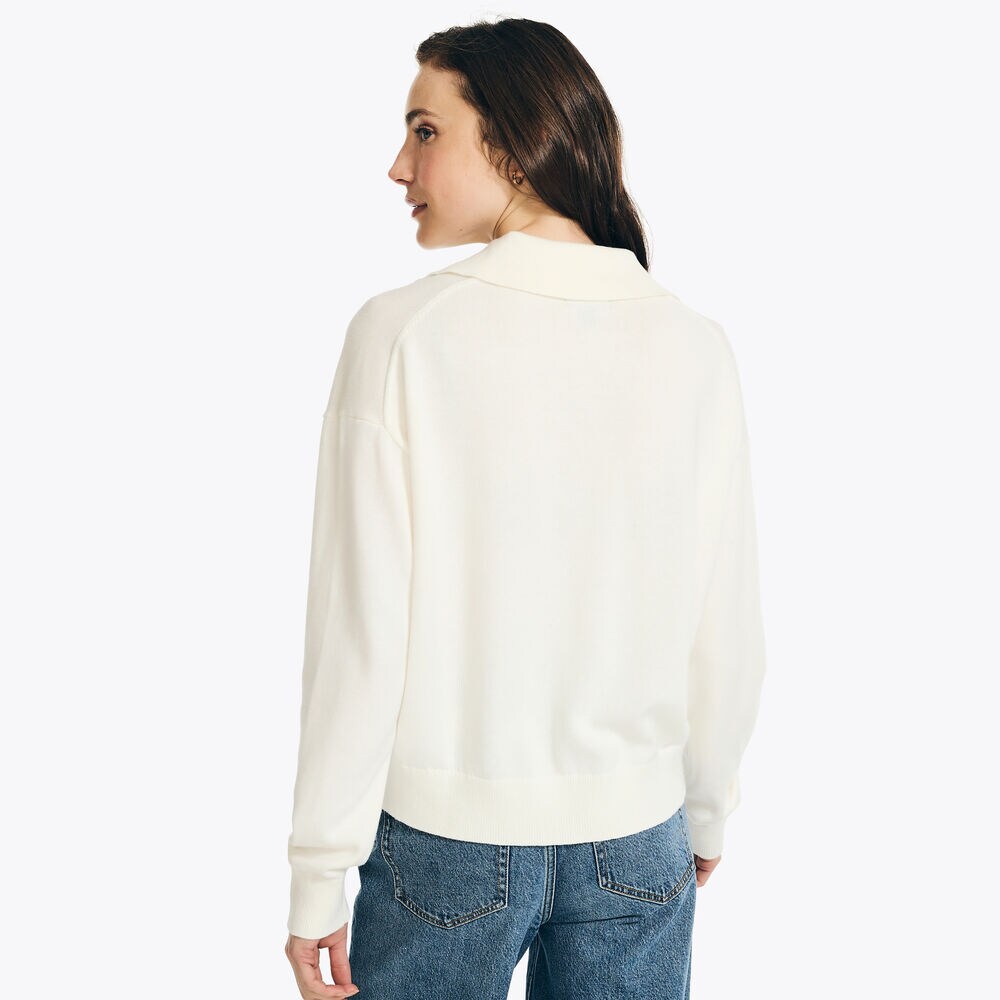 Lace-Up Sweater,Marshmallow,large