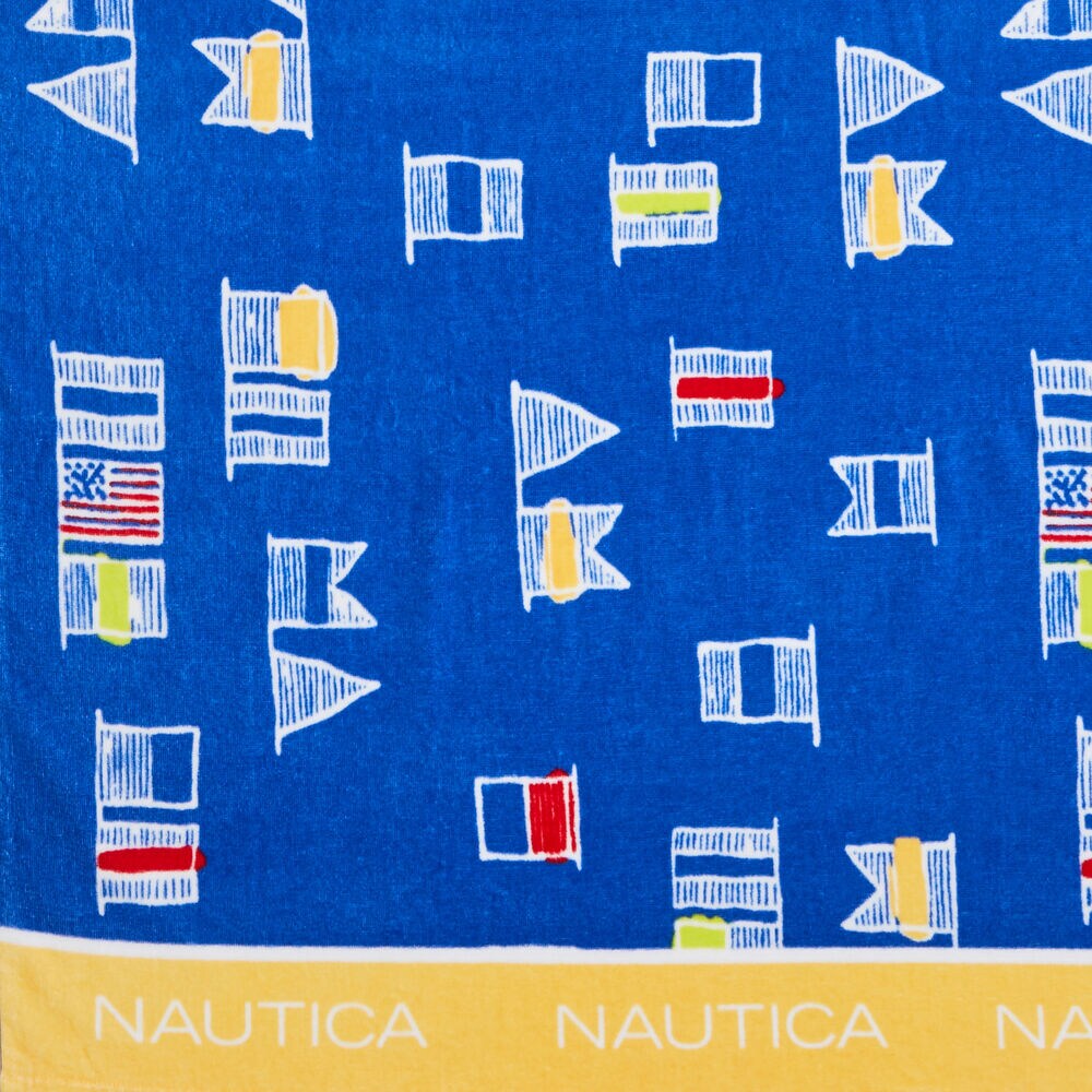 Signal Flag Print Beach Towel,Sapphire/Pitch Yellow,large