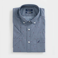 SLIM FIT WRINKLE-RESISTANT PRINT SHIRT,J Navy,large