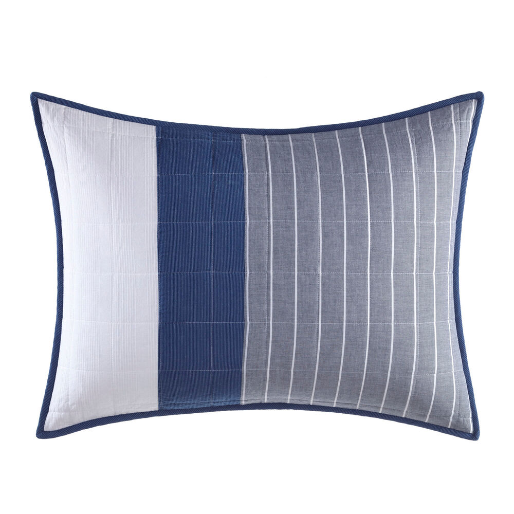 Swale Navy Standard Quilted Sham,Navy,large