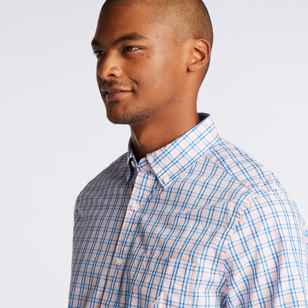 CLASSIC FIT SHORT SLEEVE SHIRT IN ORCHID PINK PLAID,Orchid Pink,large