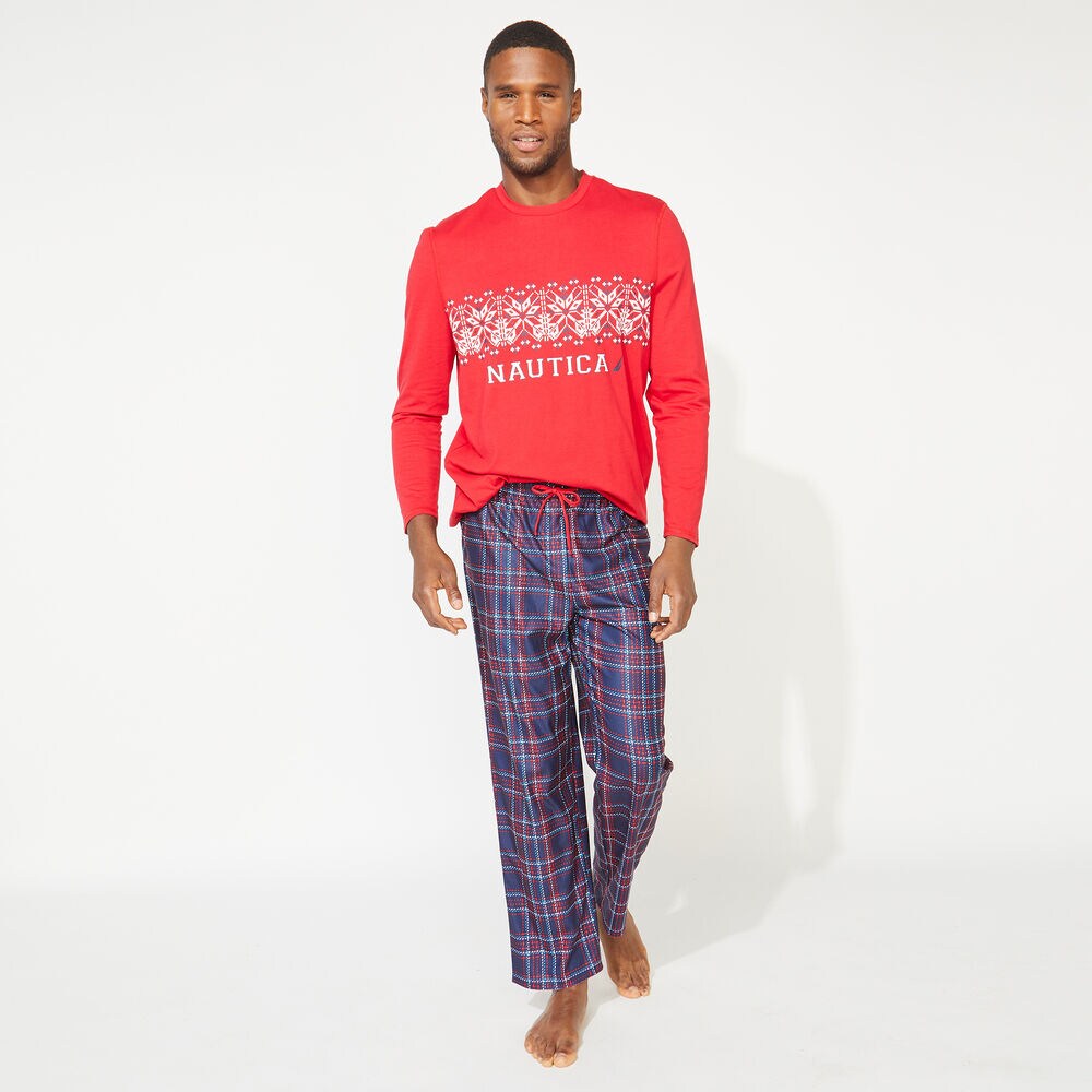 MEN'S PLAID FAMILY SLEEP SET,Sapphire/Pitch Yellow,large
