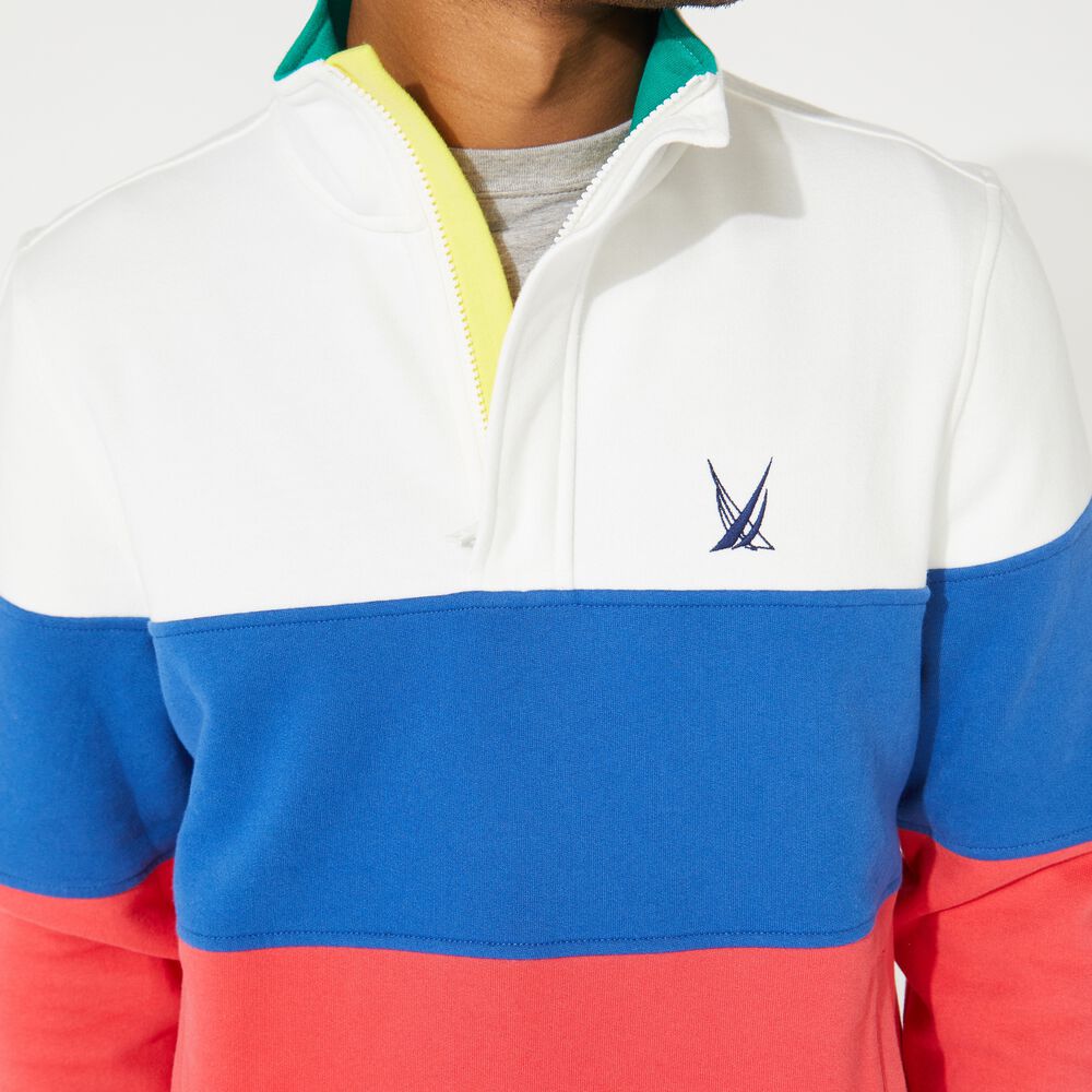 COLORBLOCK QUARTER-ZIP SWEATSHIRT,Sail White,large
